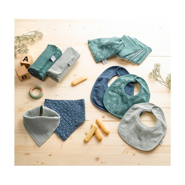 Zöld muszlin nyálfogó készlet 2 db-os – Bébé Douceur-image-2