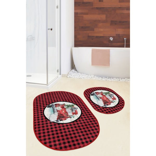 Piros-fekete fürdőszobai kilépő szett 2 db-os 60x100 cm Full Ride – Mila Home