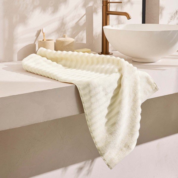 Krémszínű frottír pamut törölköző 50x90 cm Maya – douceur d'intérieur-image-2