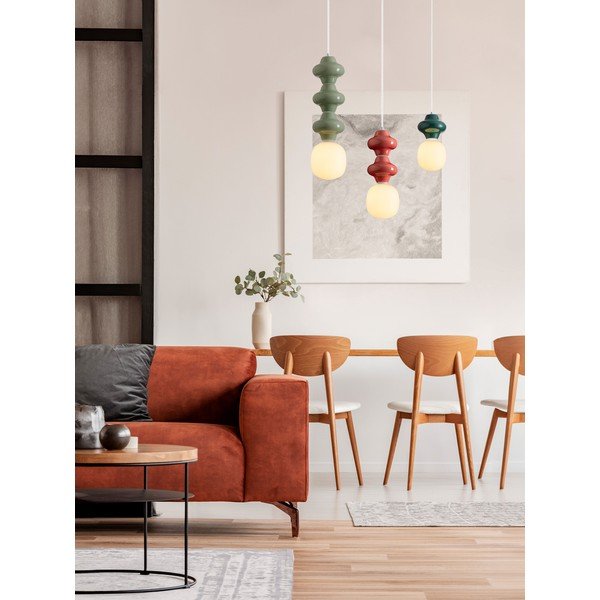 Fehér-világoszöld kerámia függőlámpa üveg búrával ø 18 cm Clio – Nova Luce-image-2