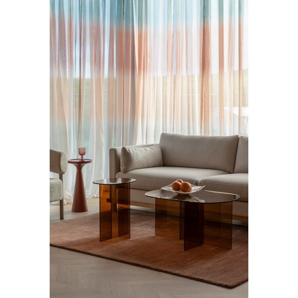 Barna üveg dohányzóasztal 60x80 cm Linea – Zuiver-image-4