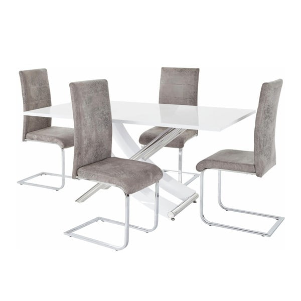 Carl asztal és 4 részes szürke szék szett - Støraa