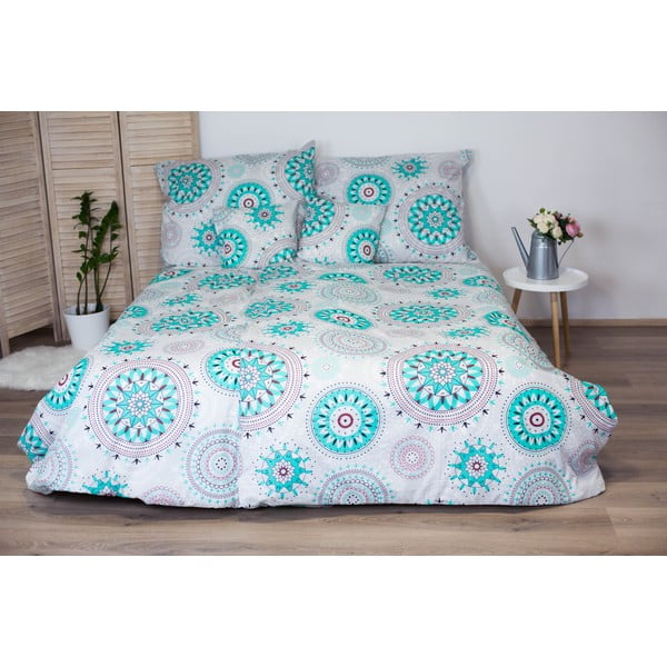 Mandala pamut ágyneműhuzat türkiz díszítéssel, 140 x 200 cm - Cotton House-image-1