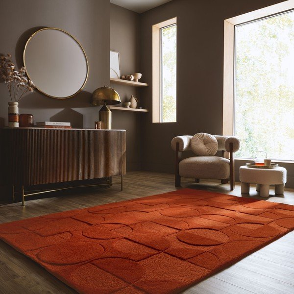 Terrakotta színű kézi szövésű gyapjú szőnyeg 120x170 cm Gigi – Flair Rugs-image-1