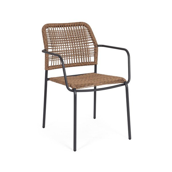 Sötétszürke-natúr színű fém kerti szék Jable – Bizzotto