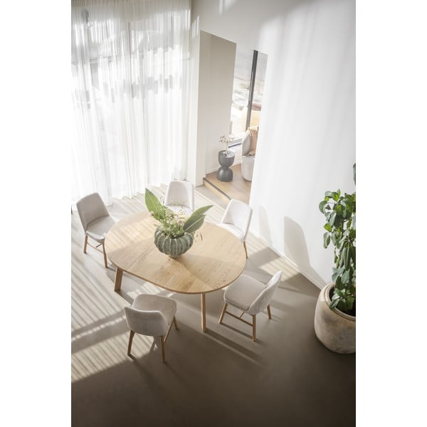 Natúr színű kerek bővíthető étkezőasztal tölgyfa dekorral ø 130 cm Glenside – Rowico-image-1