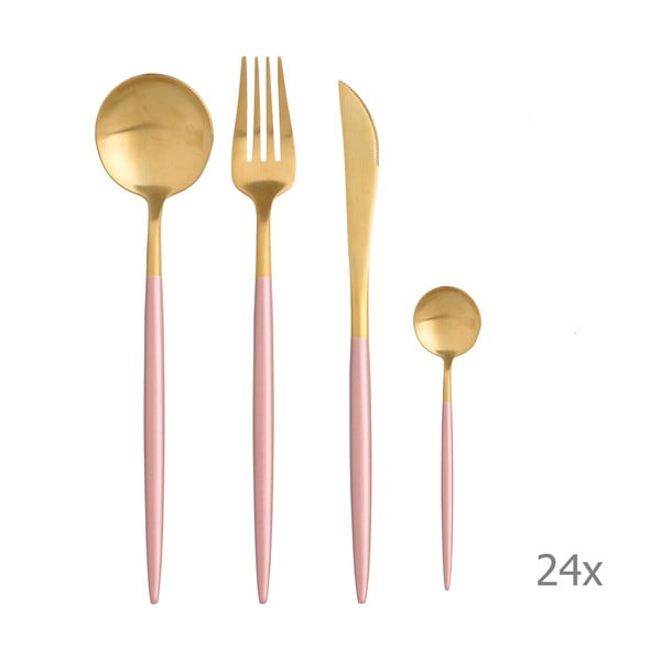 Metallic 24 db-os arany-rózsaszín színű evőeszköz készlet - InArt