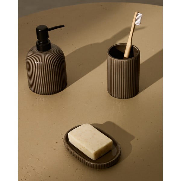 Sötétbarna kerámia fogkefetartó pohár Selime – Kave Home-image-2