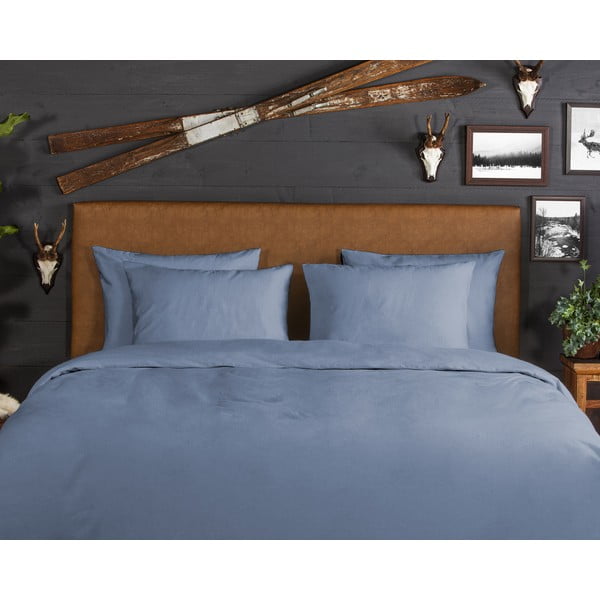 Kék kétszemélyes hosszabbított flanel ágyneműhuzat 200x220 cm – Good Morning-image-2