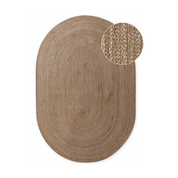 Sötét natúr színű kétoldalas-kézi szövésű juta szőnyeg 160x230 cm Braided – Hanse Home