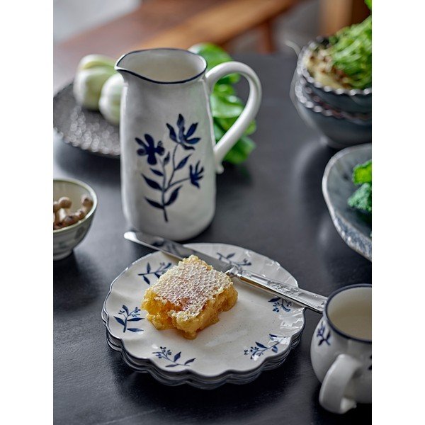 Kék-krémszínű desszertes kőedény tányér készlet 4 db-os ø 20,5 cm Eimy – Bloomingville-image-1