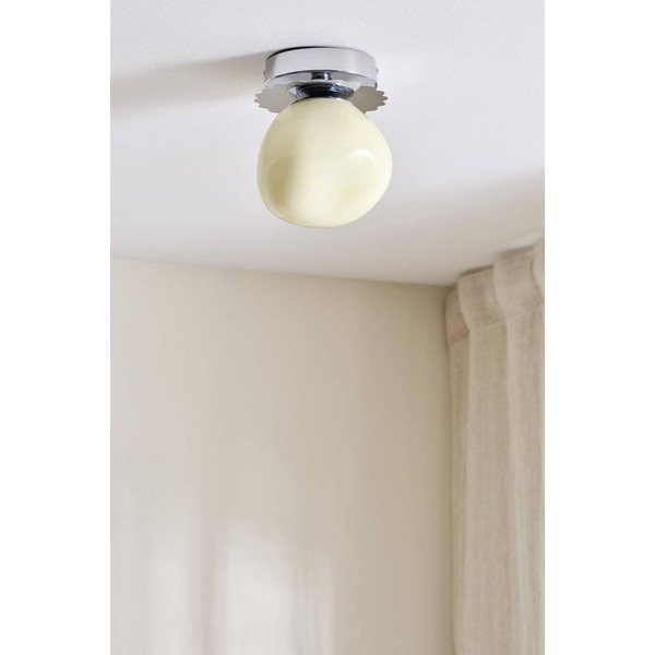 Krémszínű-fényes ezüstszínű opálüveg mennyezeti lámpa ø 12 cm Bon – Jotex-image-3