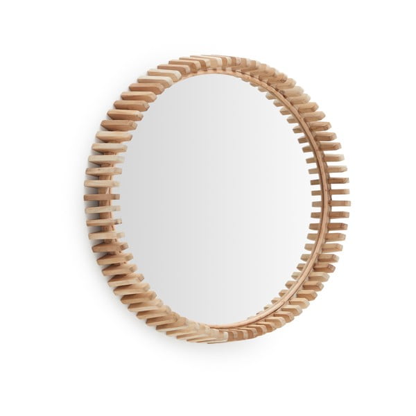 Fali tükör tömörfa kerettel ø 60 cm Polke – Kave Home