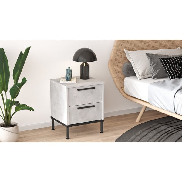 Világosszürke éjjeliszekrény Signor – Kalune Design-image-2