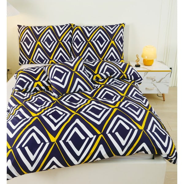 Sötétkék egyszemélyes hatrészes mikroszatén ágyneműhuzat 140x200 cm Dylan – My House-image-3