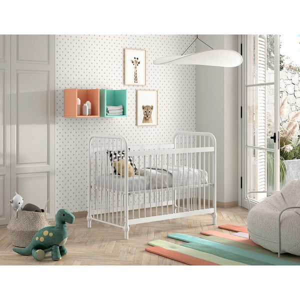 Fehér fém babaágy 60x120 cm BRONXX – Vipack-image-1