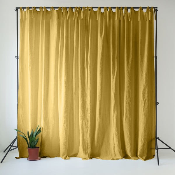 Sárga len függöny 140x330 cm Lemon Curry – Linen Tales