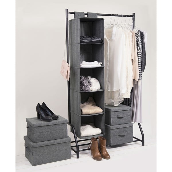 Szürke fedeles textil tárolódoboz 35x26x19 cm Soft Storage – Bigso-image-2