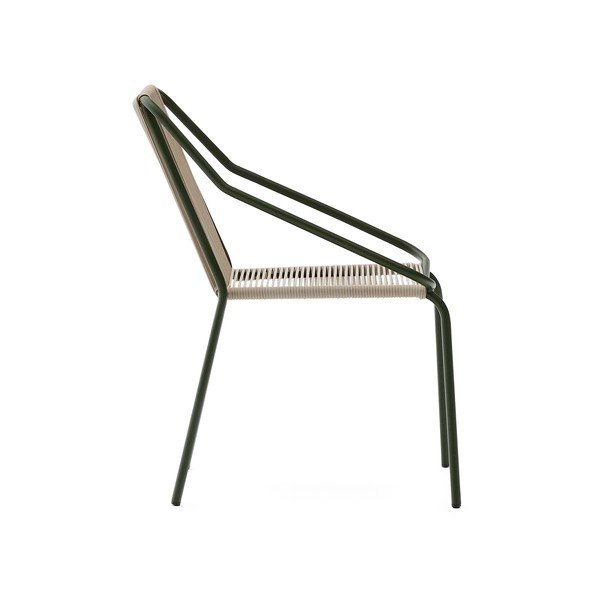 Sötétzöld-bézs fém kerti szék Zivia – Kave Home-image-3