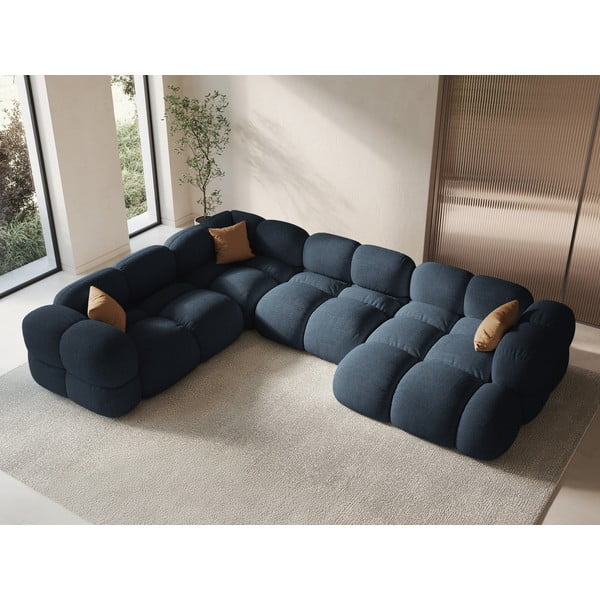 Sötétkék sarokkanapé (bal oldali-U alakú) Loretto – Cosmopolitan Design-image-1