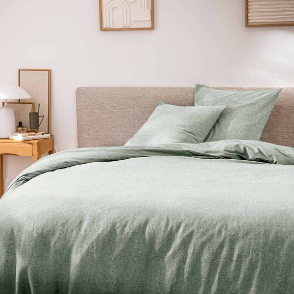 Zöld kétszemélyes-hosszabbított háromrészes pamut ágyneműhuzat 240x220 cm Meline – douceur d'intérieur-image-1