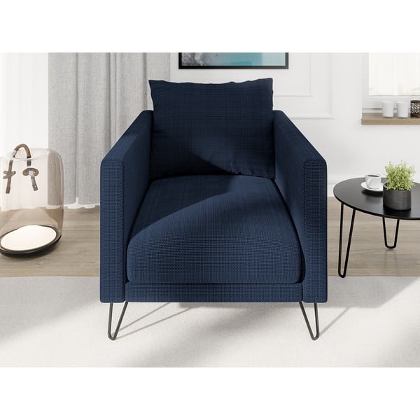 Sötétkék zsenília fotel Freya – Ropez-image-1