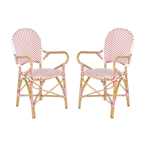 Lisabon piros-fehér vessző kerti szék, 2 db - Safavieh
