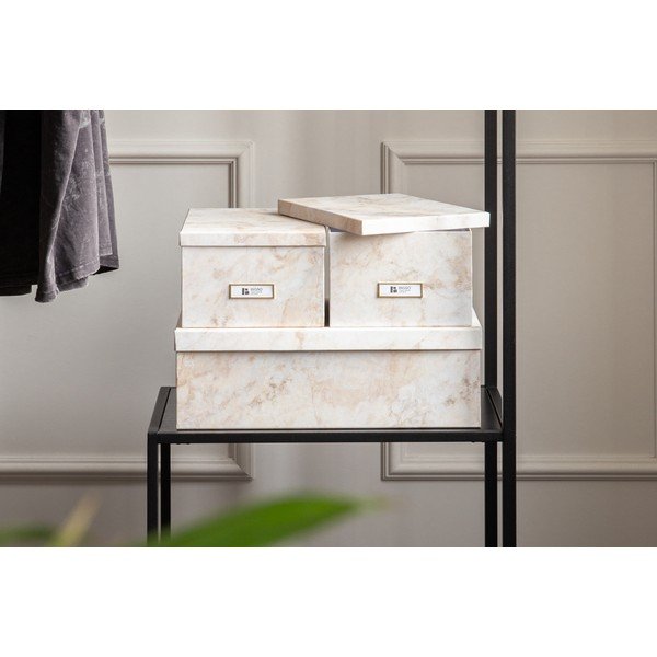 Bézs fedeles karton tárolódoboz szett 3 db-os 31x47x15,5 cm Inge Paper Laminate – Bigso-image-1