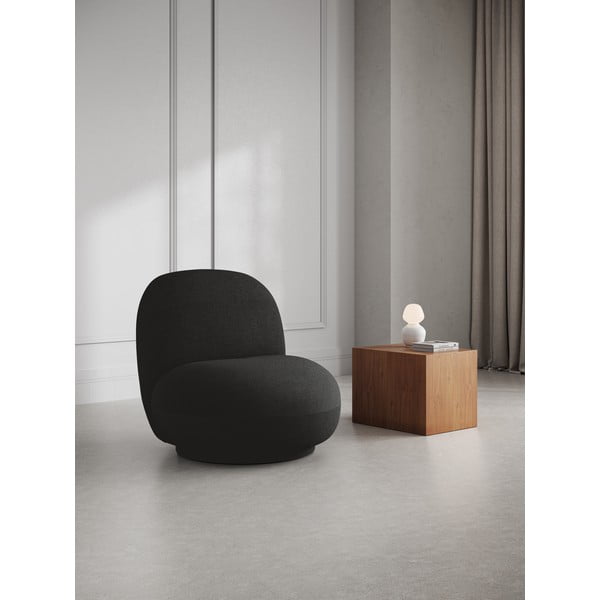 Fekete buklé fotel Chuck – Micadoni Home-image-1