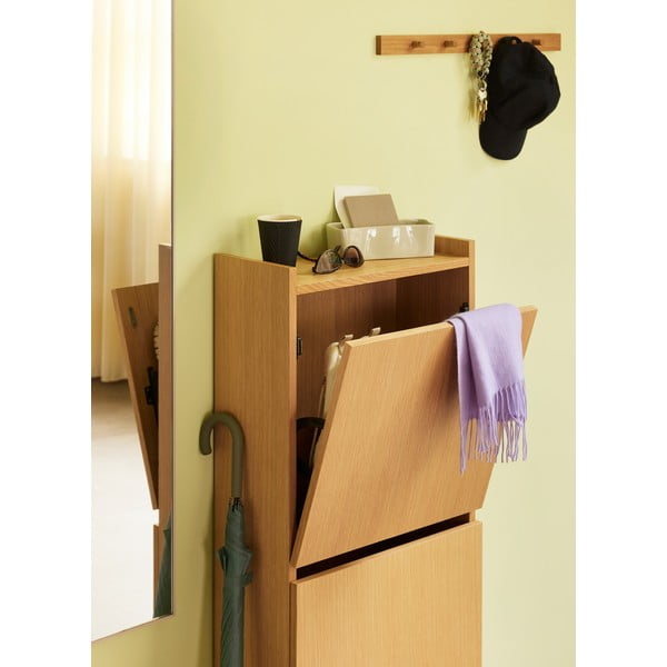 Natúr színű fali fogas tölgyfa dekorral 60 cm Cosplay – Hübsch-image-1