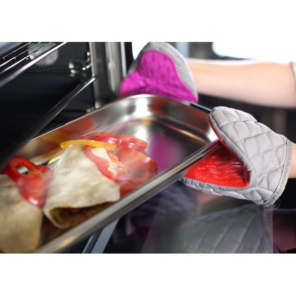 Hot Touch szürke-piros szilikonos pamut edényfogó - Vialli Design-image-2