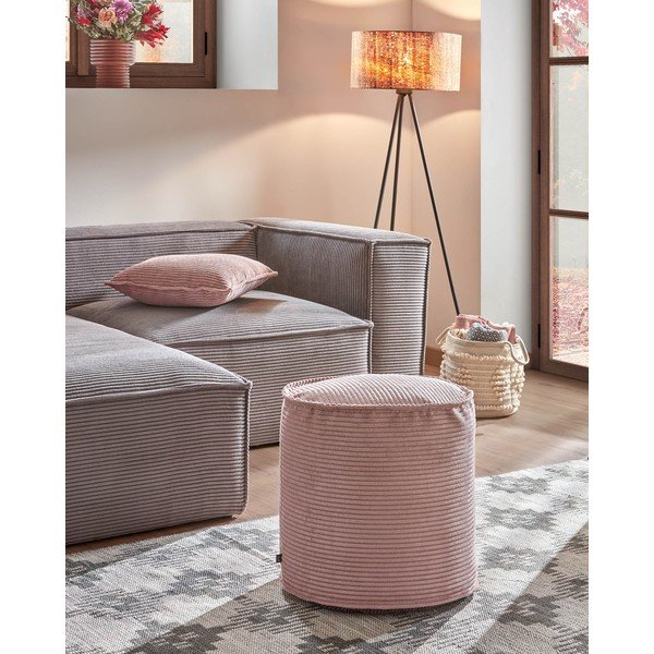 Rózsaszín kordbársony puff Wilma – Kave Home-image-4