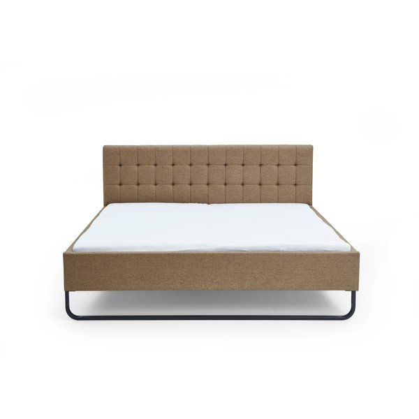 Világosbarna kárpitozott franciaágy ágyrács nélkül 180x200 cm Lambada – Meise Möbel-image-2