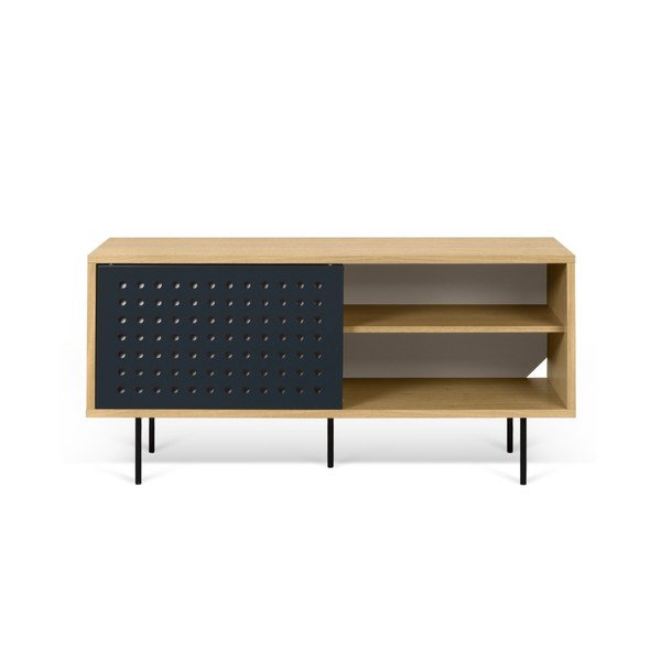 Dann Dots tölgyfa mintás TV-állvány fekete-fehér részletekkel, hosszúság 135 cm - TemaHome-image-4