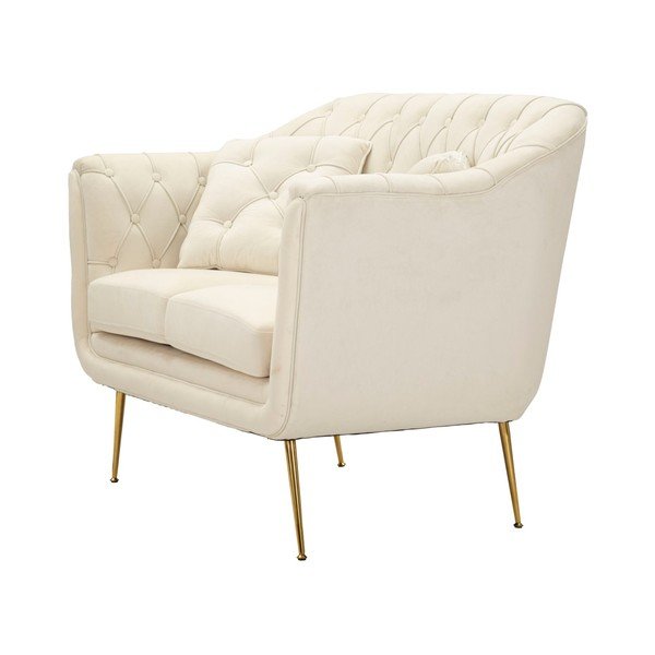 Krémszínű bársony kanapé 130 cm Budapest – Mauro Ferretti-image-4