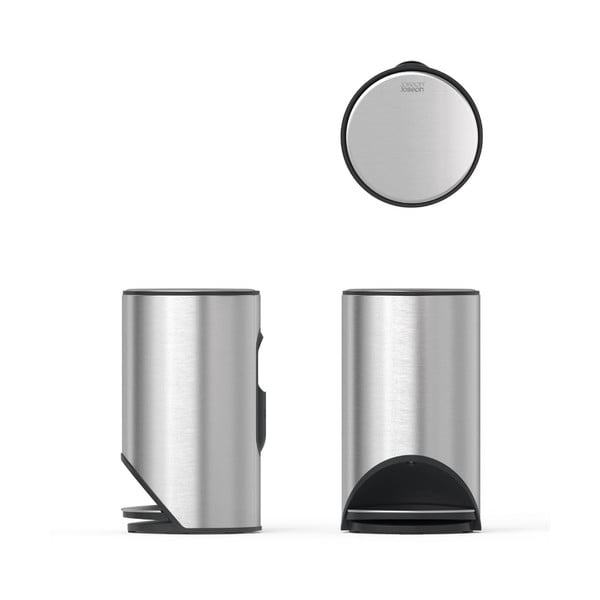 Fényes ezüstszínű rozsdamentes acél pedálos szemetes 10 l Arc – Joseph Joseph-image-3