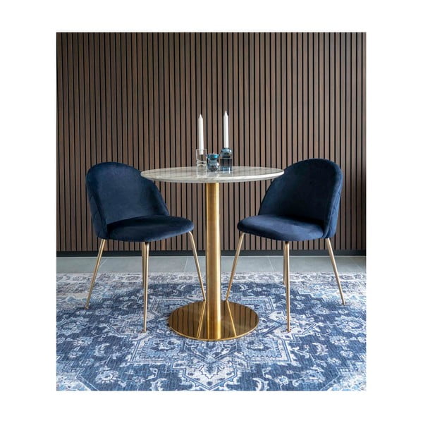 Kerek étkezőasztal márvány dekoros asztallappal ø 70 cm Bolzano – House Nordic-image-4