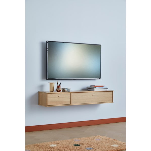 Natúr színű TV-állvány tölgyfa dekorral 133x22 cm Mistral – Hammel Furniture-image-1