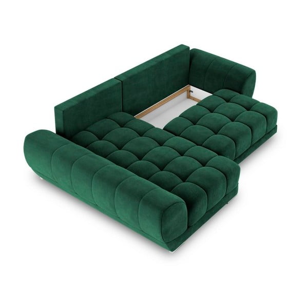 Nuage palackzöld kinyitható sarokkanapé bársony kárpittal, bal oldali - Windsor & Co Sofas-image-4