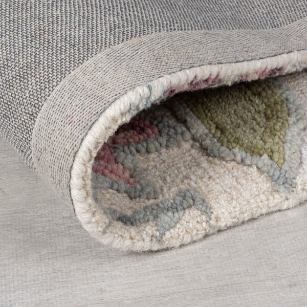 Krémszínű kézi szövésű gyapjú szőnyeg 160x230 cm Tania Floral – Flair Rugs-image-3