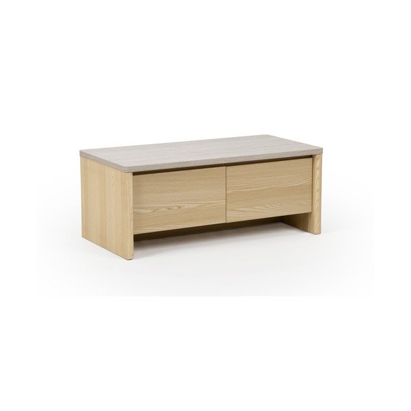 Fehér-világos natúr színű dohányzóasztal tölgyfa dekorral 40x100 cm Dore – Marckeric