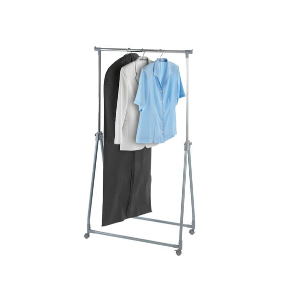 Szürke fém teleszkópos-gurulós ruhatartó állvány Foldable – Wenko-image-3