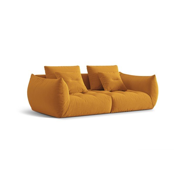 Sárga bársony kanapé 232 cm Bloom – Micadoni -image-2