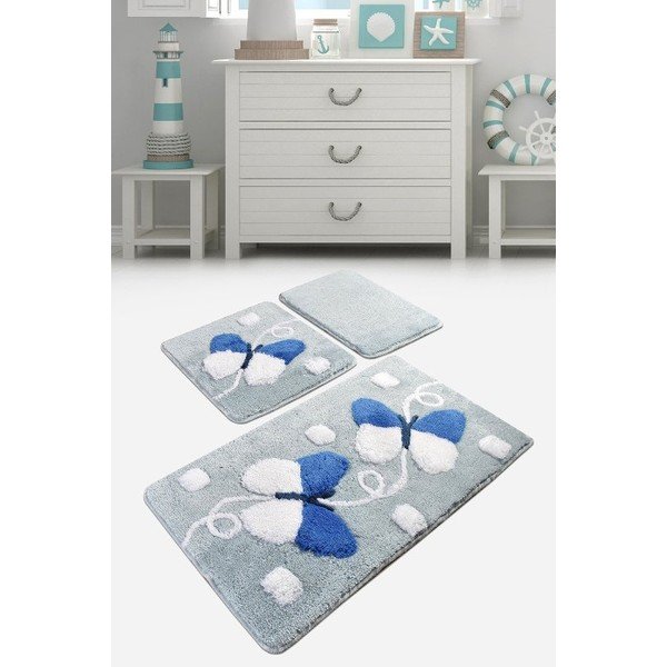 Világoskék fürdőszobai kilépő szett 3 db-os 100x60 cm – Foutastic-image-2