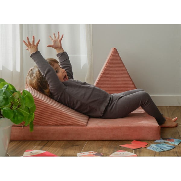 Világos rózsaszín kordbársony habszivacs játszótér 75x41x7 cm Bloque Montessori – Little Nice Things-image-1