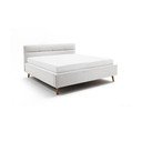 Világosszürke kárpitozott ágyneműtartós franciaágy ágyráccsal 160x200 cm Lotte – Meise Möbel