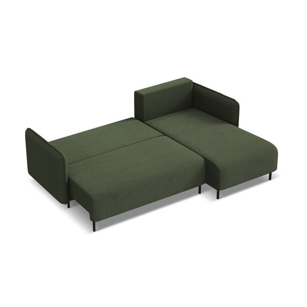 Zöld kinyitható-tárolóhelyes sarokkanapé (jobb oldali) Luana – Makamii-image-2