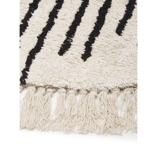 Fini bézs-fekete kézzel szőtt pamut szőnyeg, ø 150 cm - Westwing Collection-image-4