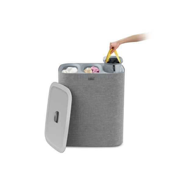 Szürke textil szennyeskosár 90 l Tota Trio – Joseph Joseph-image-3