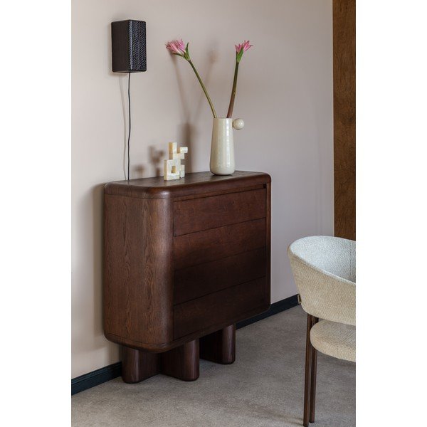 Sötét natúr színű komód kőrisfa dekorral 100x98x40 cm Herman – Dutchbone-image-1